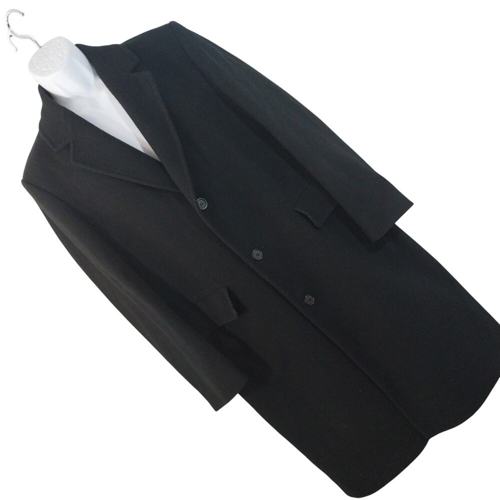 LONDON FOG! STUNNING BLACK 100% FINE WOOL CLASSIC OVERCOAT, TRENCHCOAT! SZ 40R